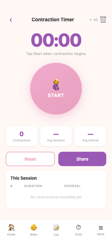 Contraction timer with pulse animation